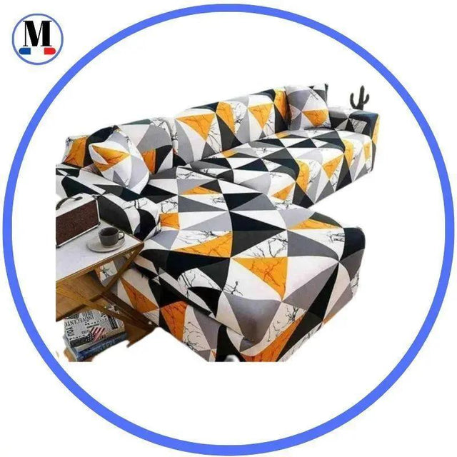 DESTOCKAGE Housse De Canapé d'Angle Motif Lepourasi - La Maison de la Housse®