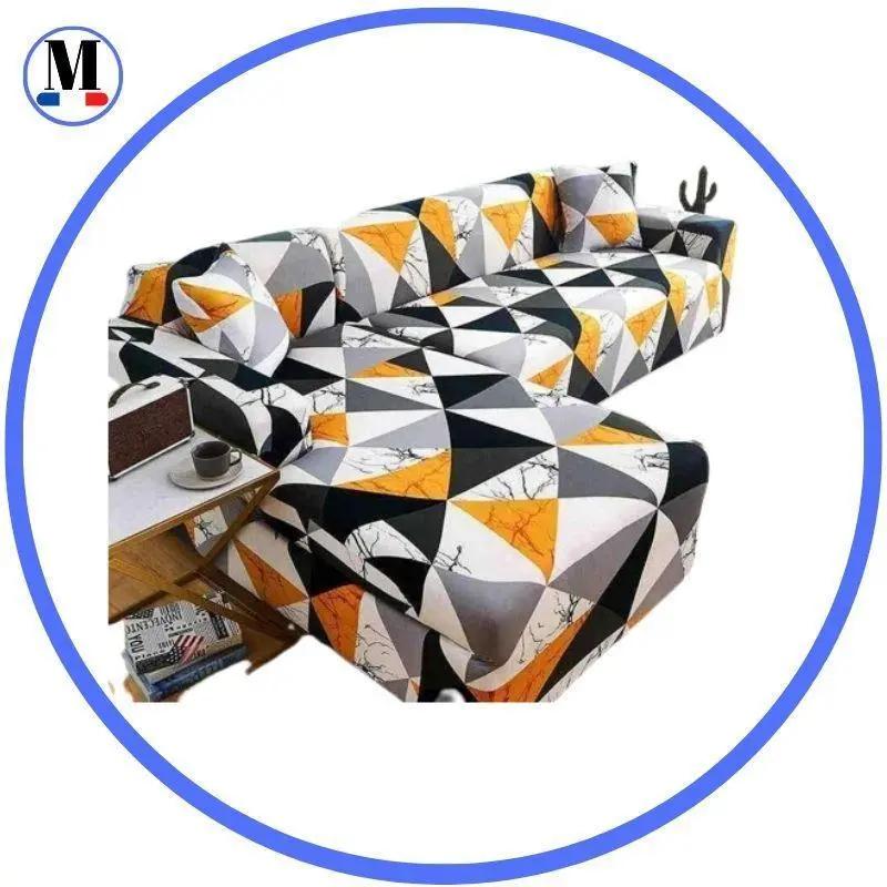 DESTOCKAGE Housse De Canapé d'Angle Motif Lepourasi - La Maison de la Housse®