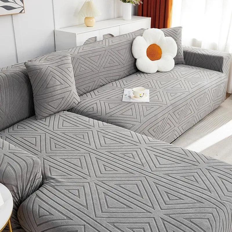 Housse de Canapé Jacquard Gris - La Maison de la Housse®