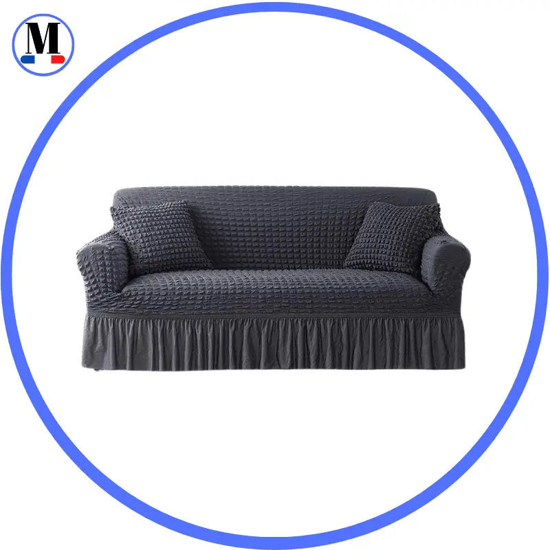 Housse de canapé en Microfibre Style Jupe Gris foncé - La Maison de la Housse®