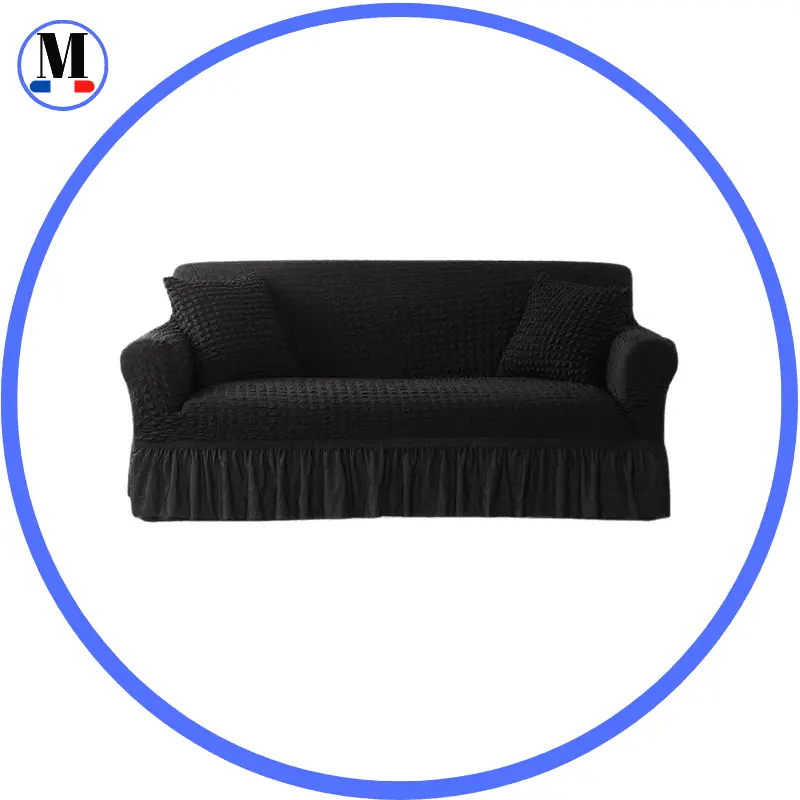 Housse de canapé en Microfibre Style Jupe Noir - La Maison de la Housse®
