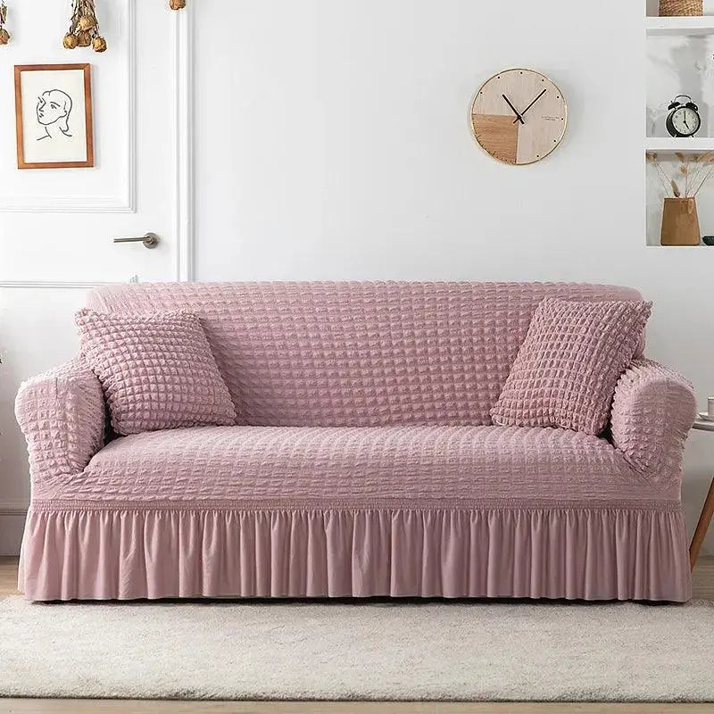 Housse de canapé en Microfibre Style Jupe Rose - La Maison de la Housse®