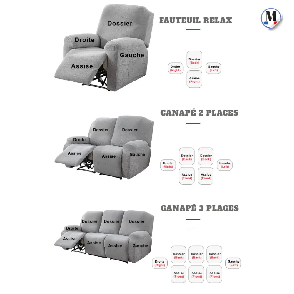 Housses de Canapé Relax et Fauteuil Inclinable | Extensible & Imperméables La Maison de la Housse®