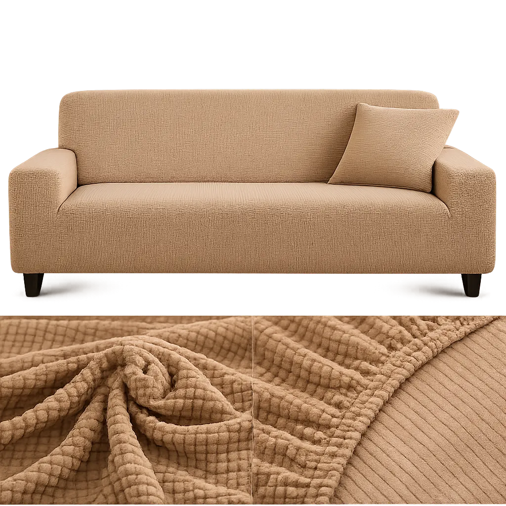 Microfibre Camel - Housse de Canapé Extensible