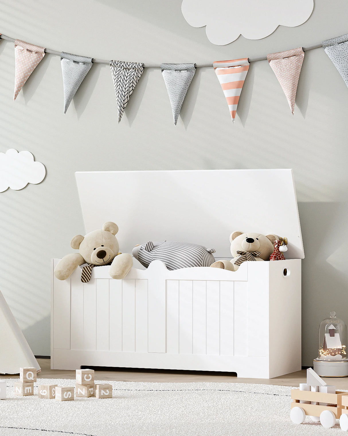 Banc de rangement en bois avec coffre