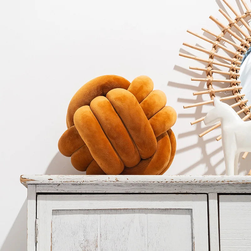 1 Coussin Boule Nœud Design – Décoratif Moderne en Velours