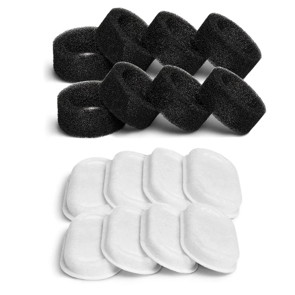 Lot de 8 Filtres de Remplacement pour Fontaine à Eau Automatique 3,2 L | Charbon Actif & Mousse Préfiltre