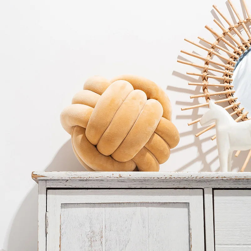 1 Coussin Boule Nœud Design – Décoratif Moderne en Velours