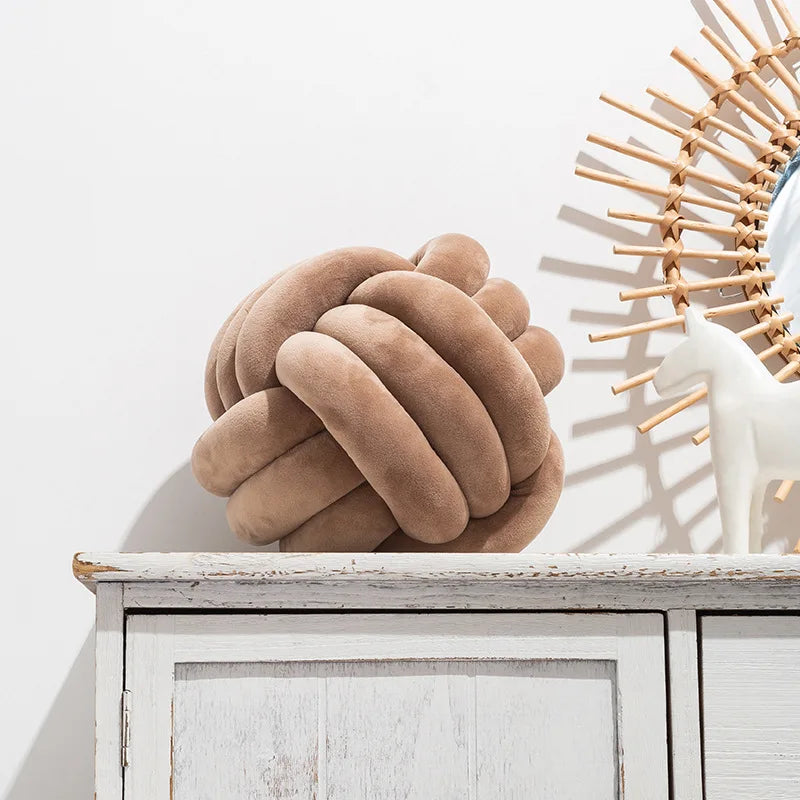 1 Coussin Boule Nœud Design – Décoratif Moderne en Velours