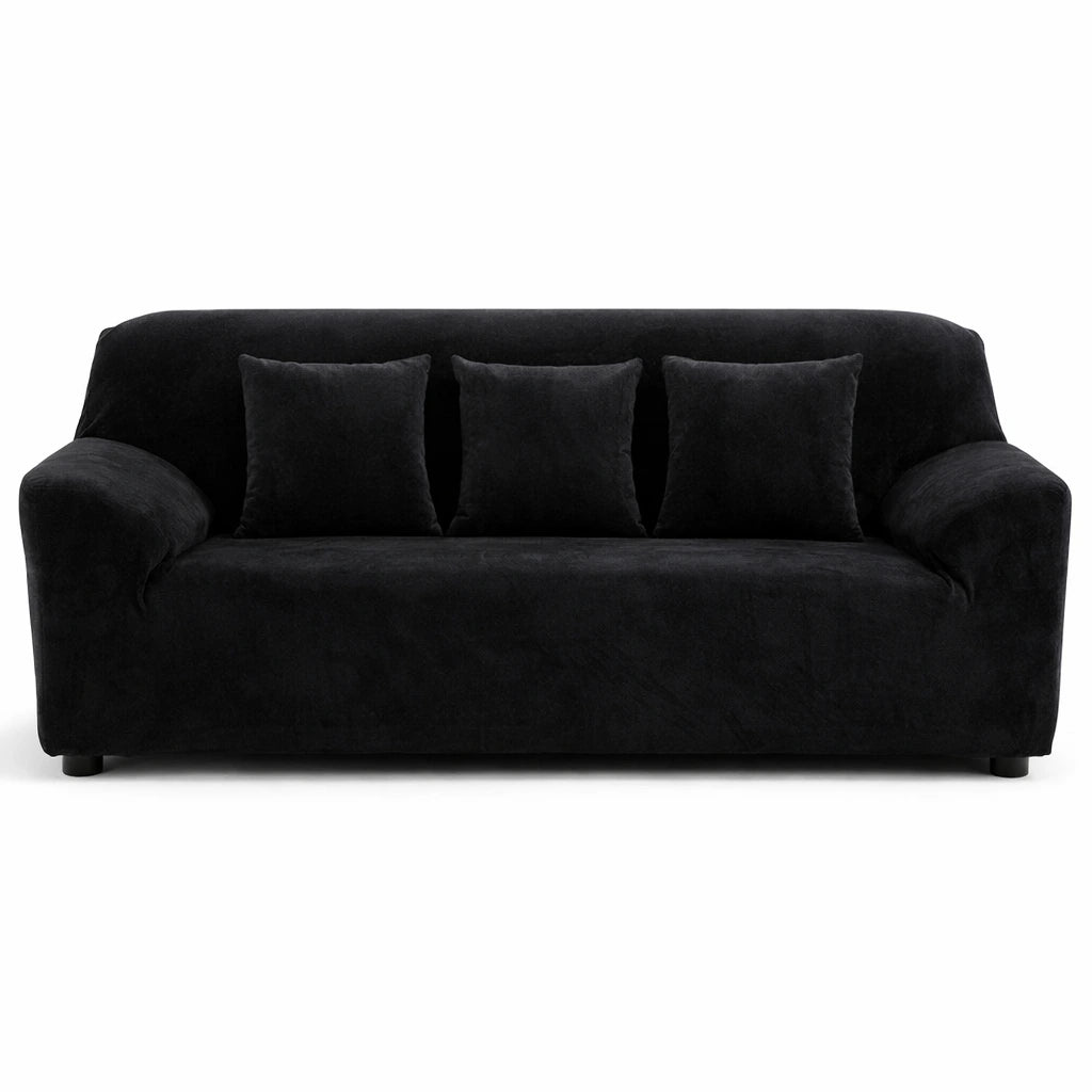 Velours Noir - Housse de Canapé Extensible