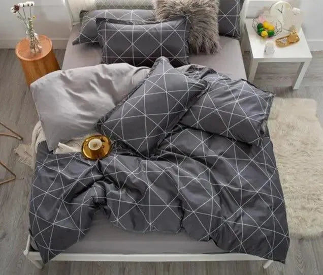 copie-de-housse-de-couette-de-lit-gris-rayures-polyester-coton – La Maison de la Housse