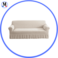 Housse de canapé en Microfibre Style Jupe Blanc Crème