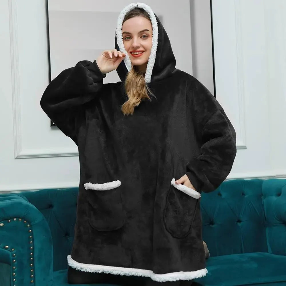 poncho-pull-over-sweatshirt-plaid-universel-homme-femmme-interieur-polaire – La Maison de la Housse