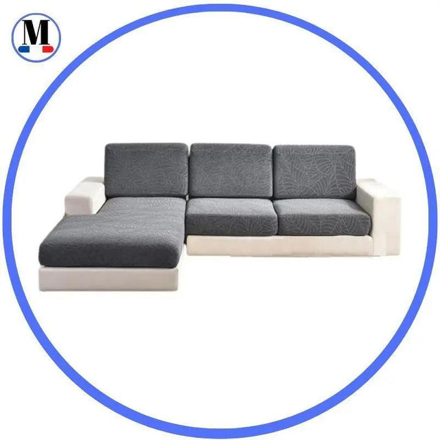 Housse Coussin d'Assise Canapé - Motif jacquard velours gris - La Maison de la Housse®