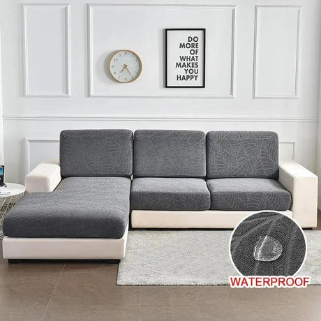 Housse Coussin d'Assise Canapé - Motif jacquard velours gris - La Maison de la Housse®