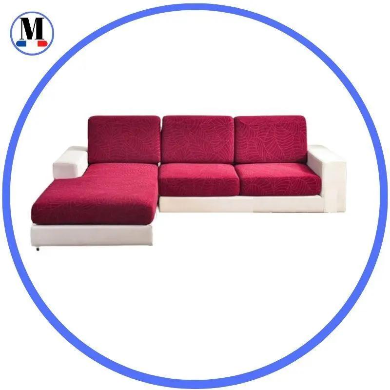 Housse Coussin d'Assise Canapé - Motif jacquard velours rouge vin - La Maison de la Housse®