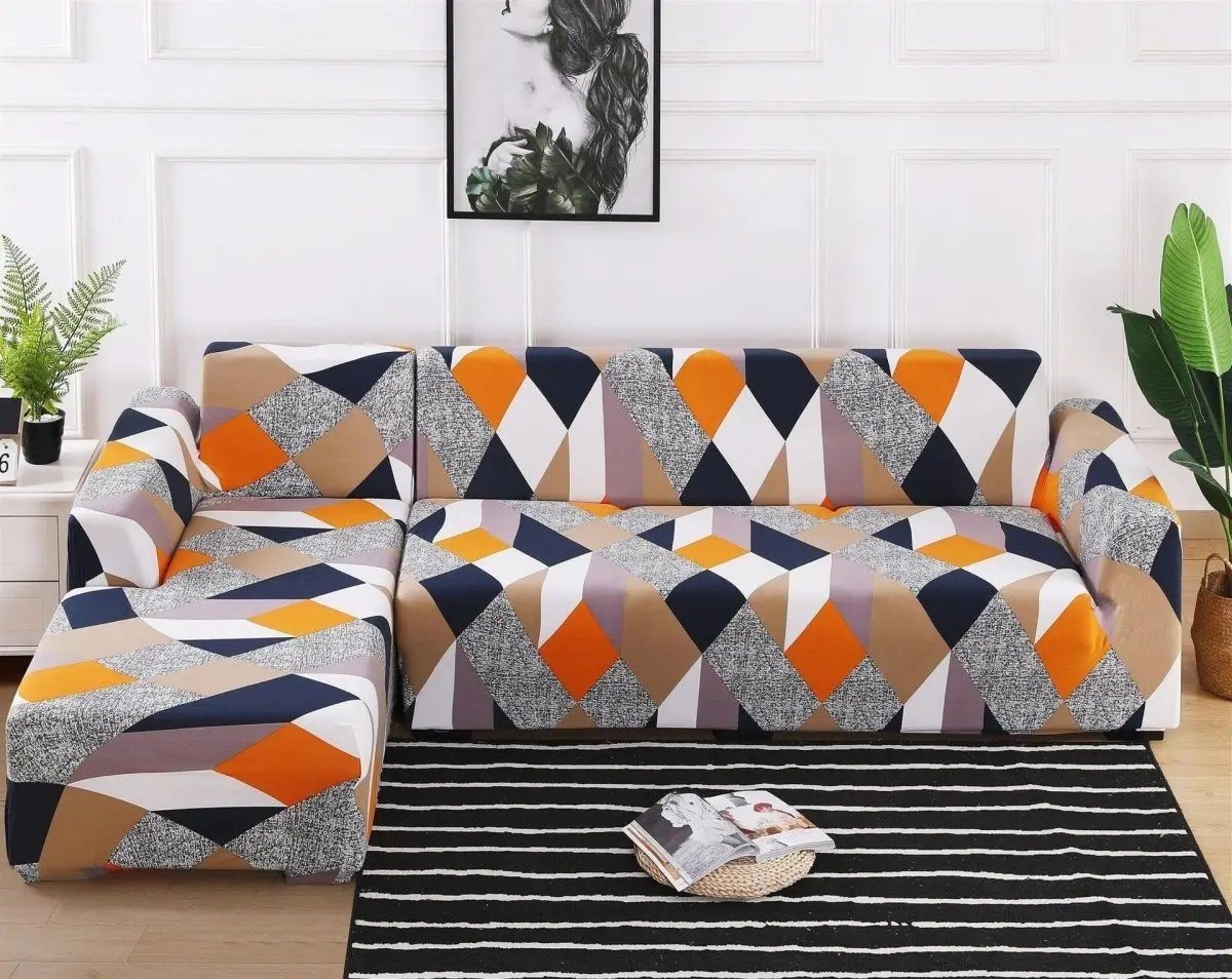 Housse De Canapé d'Angle Extensibles - Motif Maderense - La Maison de la Housse®