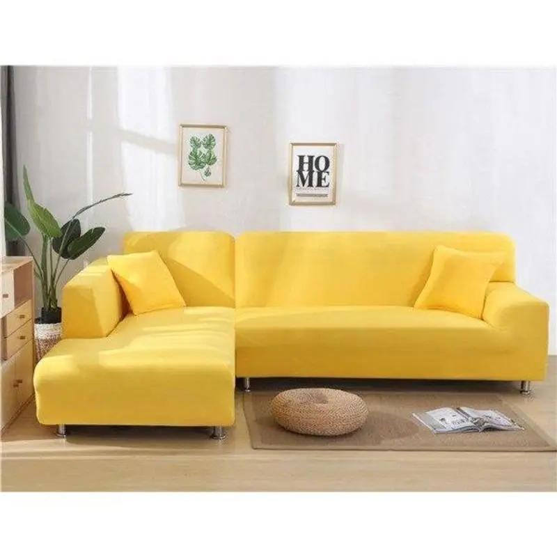 Housse de canapé d’angle Jaune pour Housse De Canapé d'Angle – La Maison De La Housse