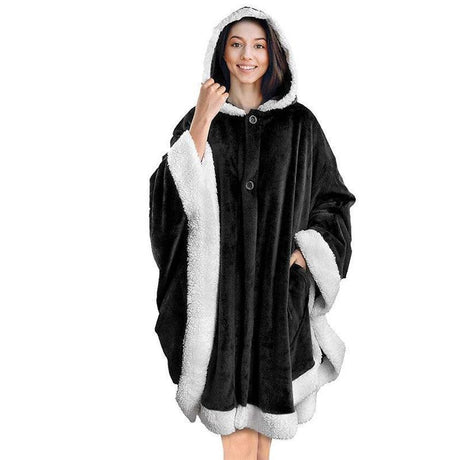 Plaid Poncho Sweat Cape Noir - La Maison de la Housse®