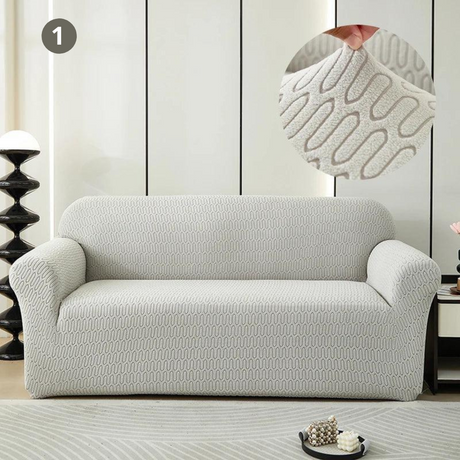 Housse de Canapé Jacquard Gris Clair