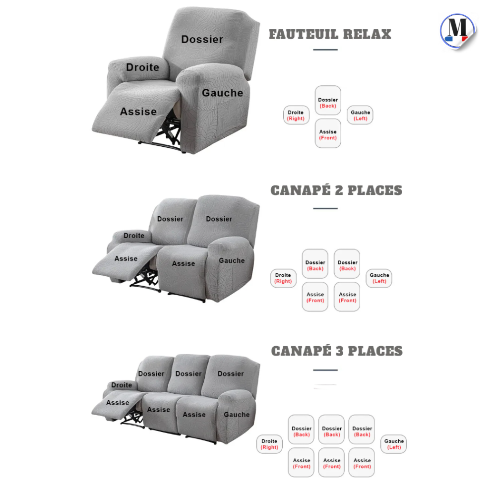 Housses de Canapé et Fauteuil Relax | Inclinable & Imperméables