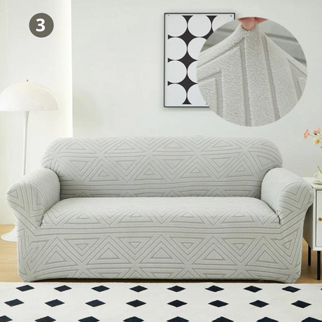 Housse de Canapé Jacquard Gris Clair