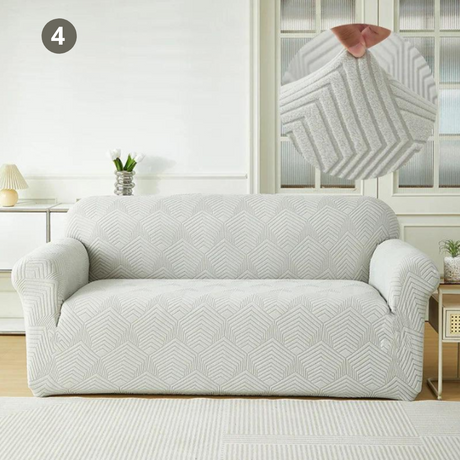 Housse de Canapé Jacquard Gris Clair