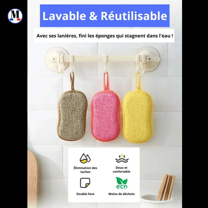 5 Eponges Lavable et Réutilisable - La Maison de la Housse®
