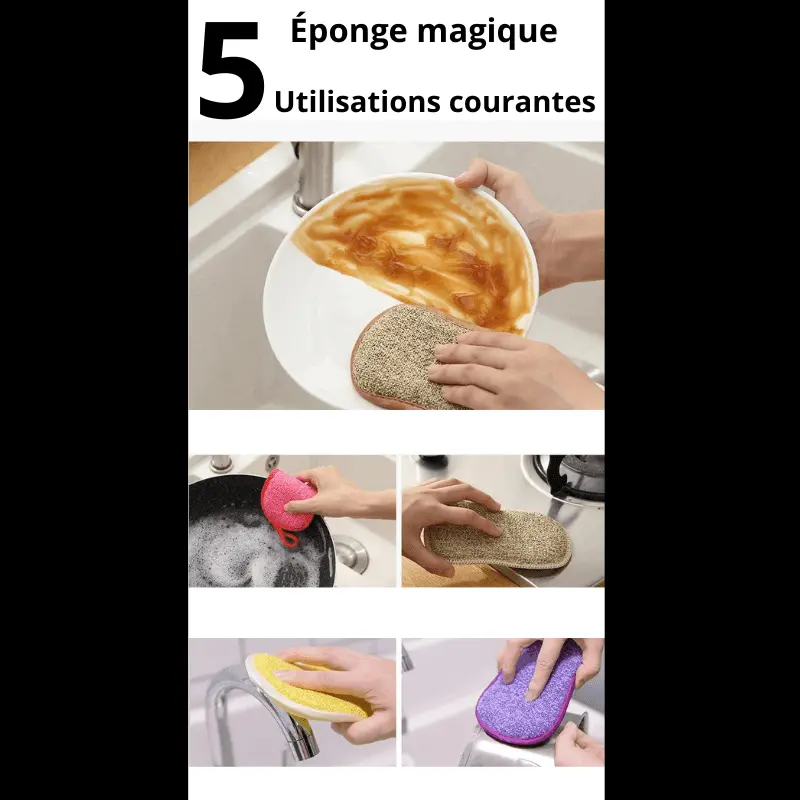 5 Eponges Lavable et Réutilisable - La Maison de la Housse®