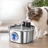 Fontaine à Eau pour Chat Sans Fil 3,2L en Inox – Rechargeable & Ultra Silencieuse