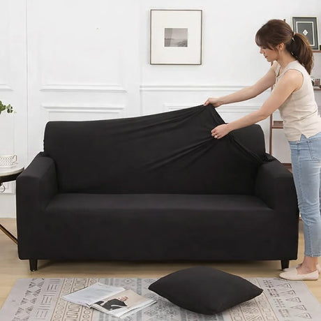 femme Housse De Canapé Extensible Noir