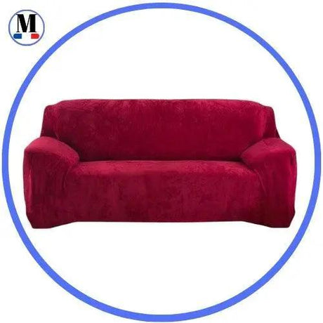 Housse de Canapé Velours Rouge Vin - La Maison de la Housse®