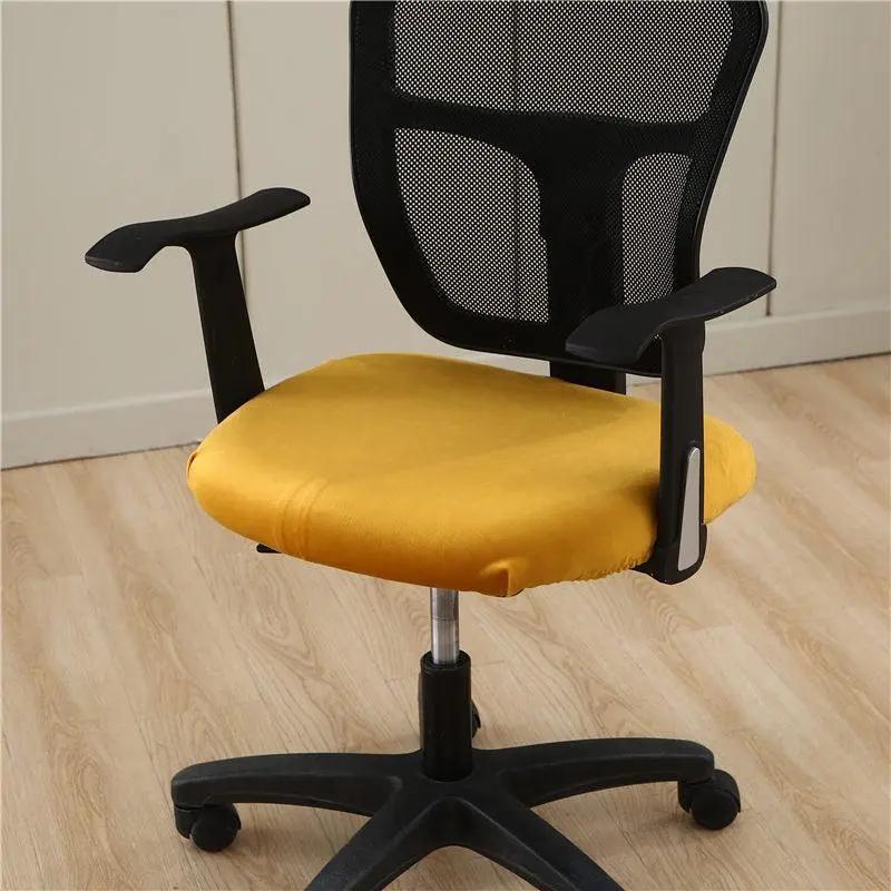 Housse de Chaise Jaune de Bureau Style Velours - La Maison de la Housse®