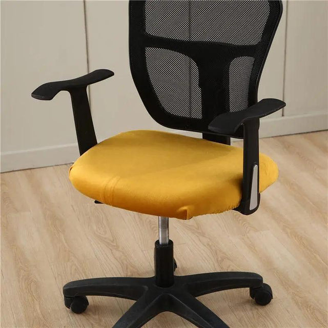 Housse de Chaise Jaune de Bureau Style Velours - La Maison de la Housse®