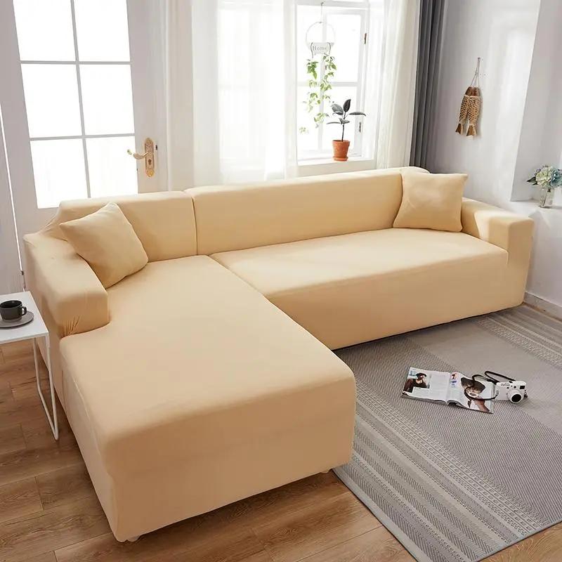 Housse de canapé droit et d’angle – Beige La Maison De La Housse Canapé Extensible Universelle