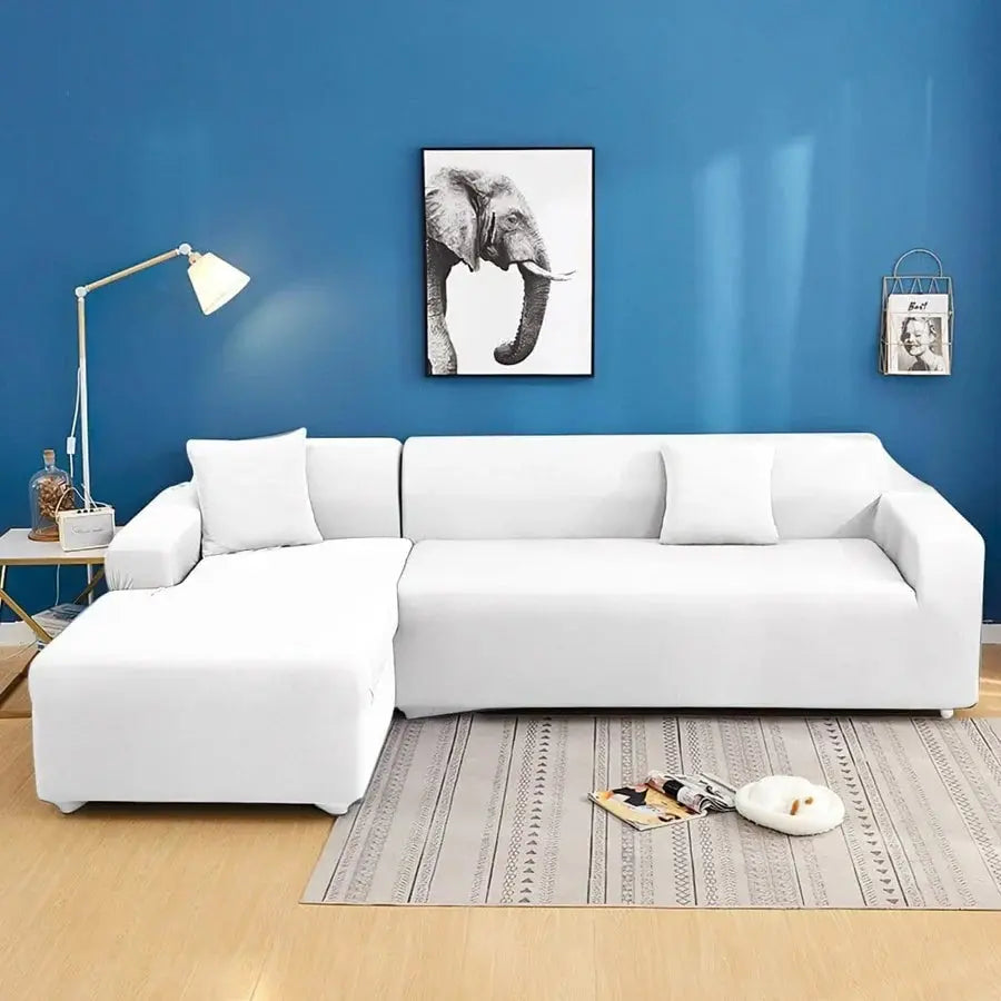 Housse de canapé droit et d’angle – Blanc La Maison De La Housse