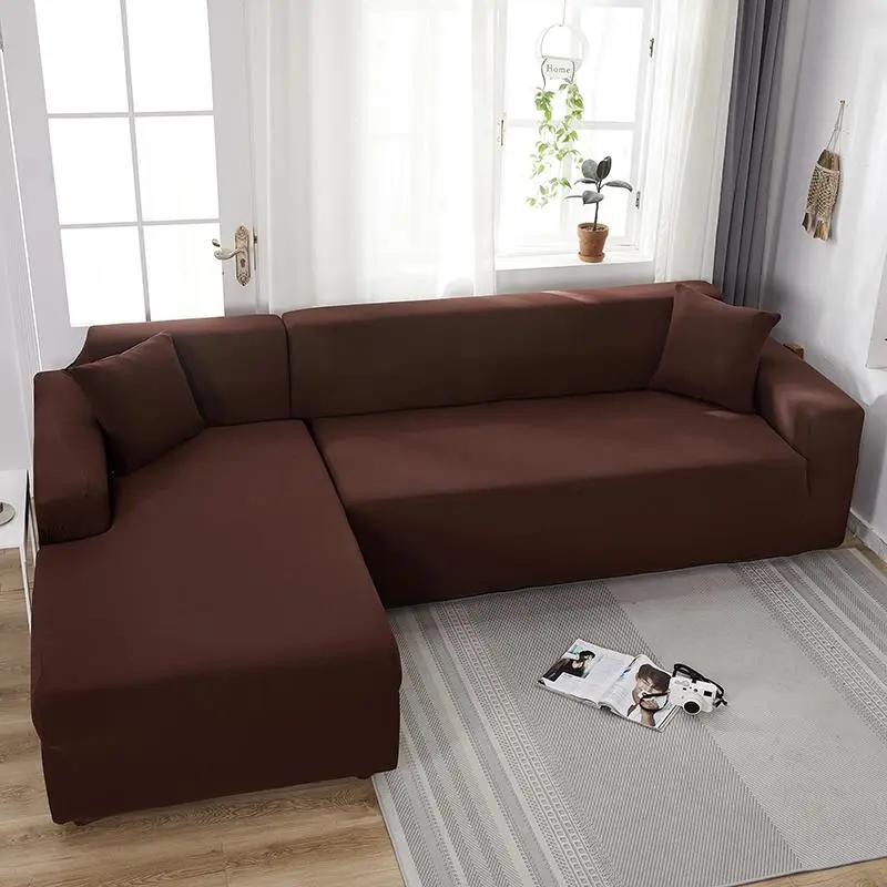 Housse de canapé droit et d’angle – Marron La Maison De La Housse