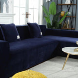 Housse De Canapé d'Angle En Velours Bleu marine - La Maison de la Housse®