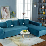Housse De Canapé d'Angle En Velours Lac bleu - La Maison de la Housse®