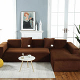 Housse de canapé droit et d’angle – Velours Marron La Maison De La Housse & Le Comptoir de Justine