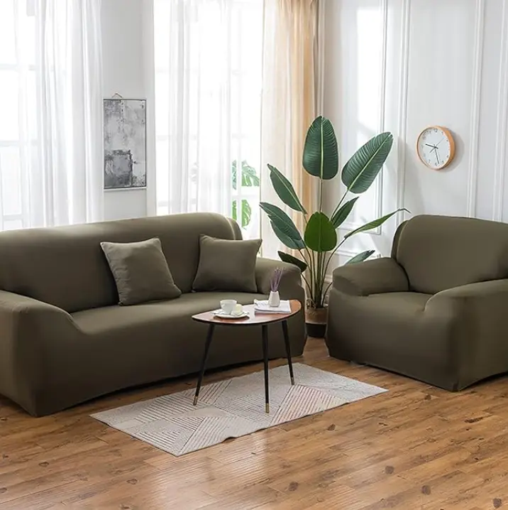 Housse de canapé droit et d’angle – Vert Armée La Maison De La Housse