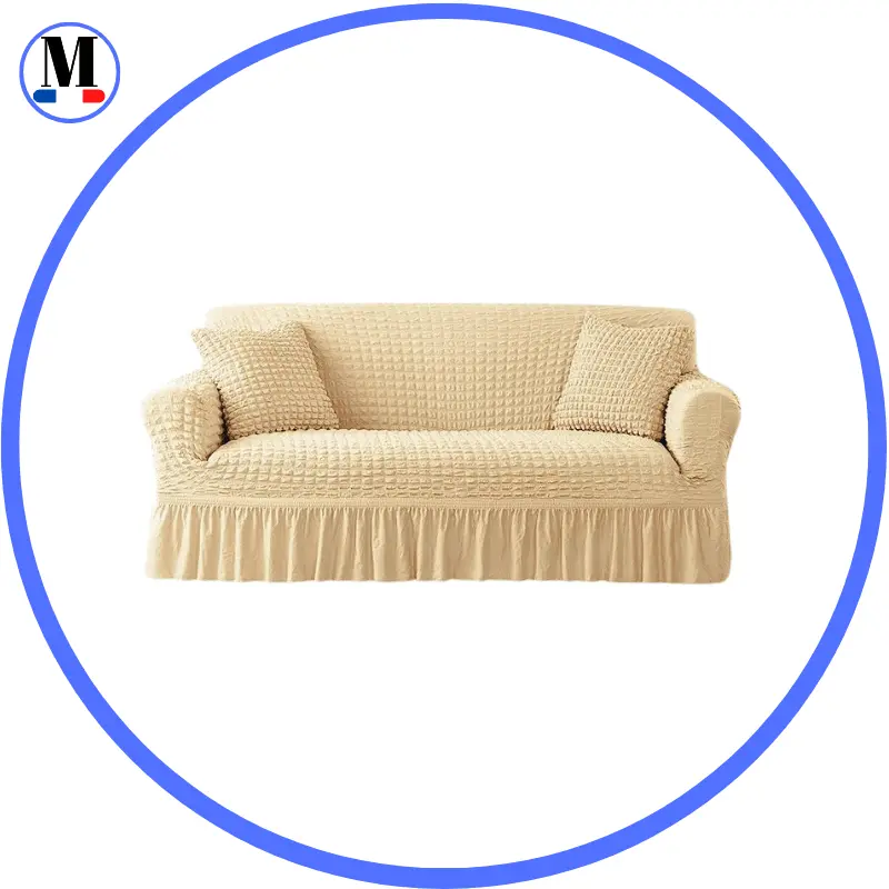 Housse de canapé en Microfibre Style Jupe Beige - La Maison de la Housse®