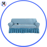 Housse de canapé en Microfibre Style Jupe Bleu - La Maison de la Housse®