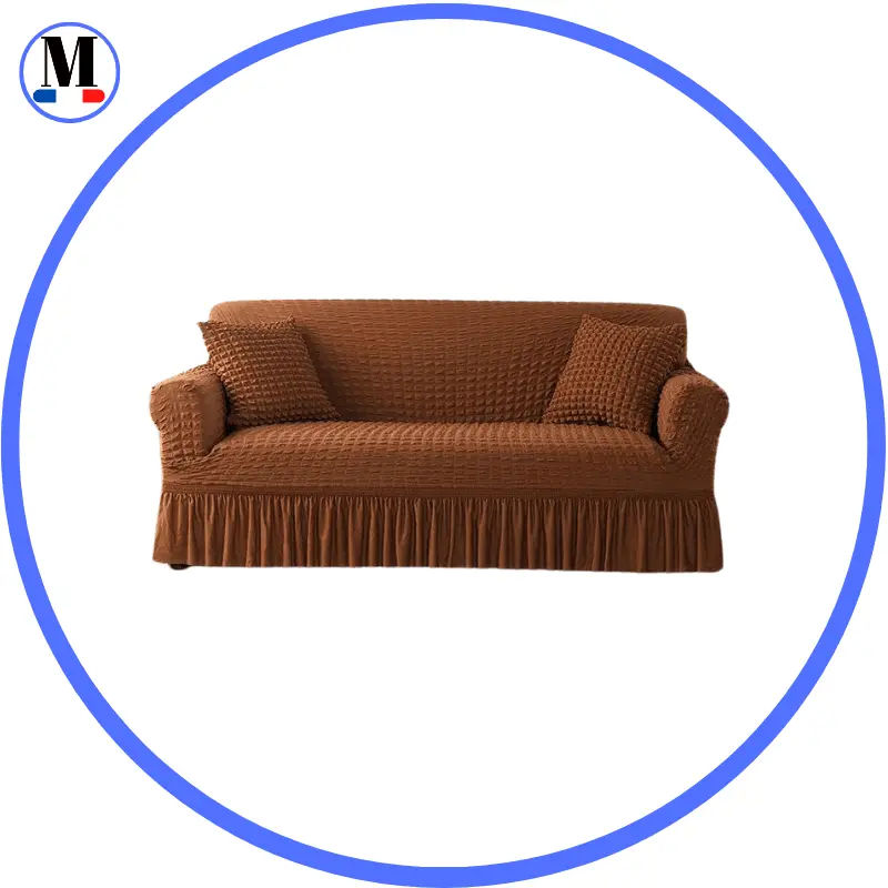 Housse de canapé en Microfibre Style Jupe Café - La Maison de la Housse®