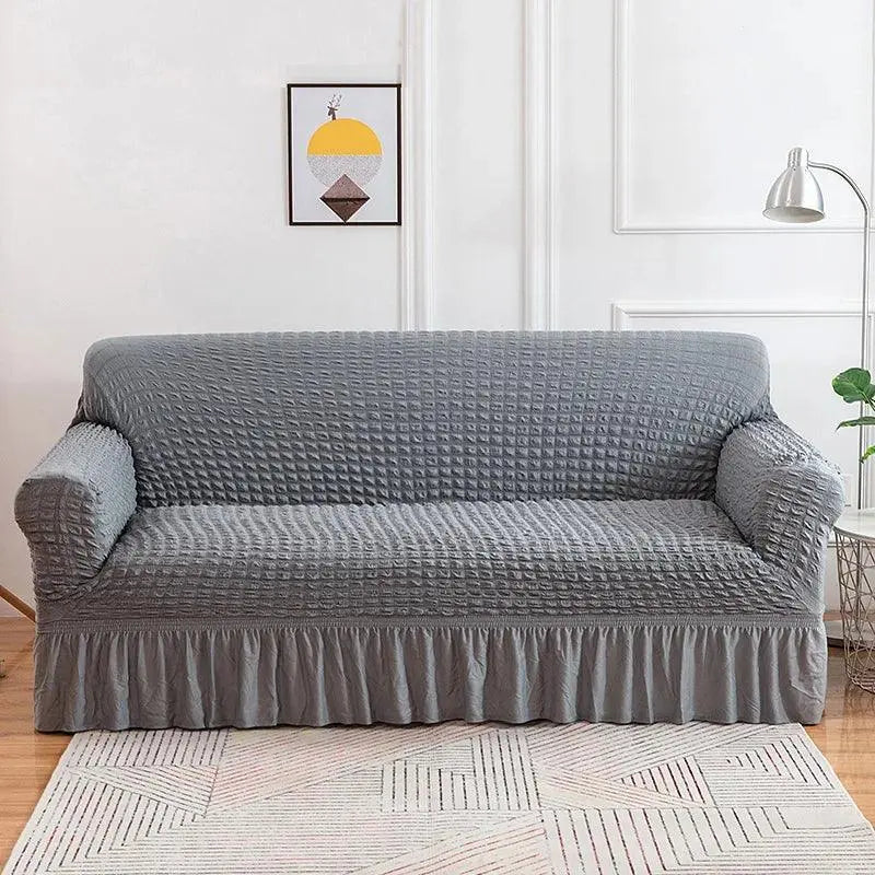 Housse de canapé en Microfibre Style Jupe Gris - La Maison de la Housse®