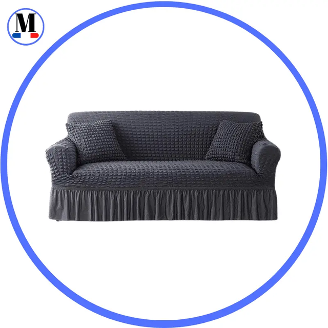Housse de canapé en Microfibre Style Jupe Gris foncé - La Maison de la Housse®