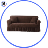 Housse de canapé en Microfibre Style Jupe Marron - La Maison de la Housse®