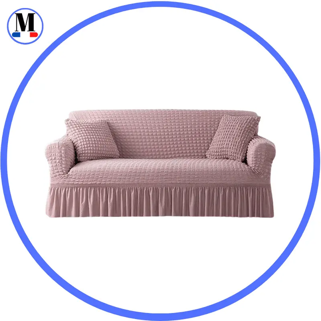 Housse de canapé en Microfibre Style Jupe Rose - La Maison de la Housse®