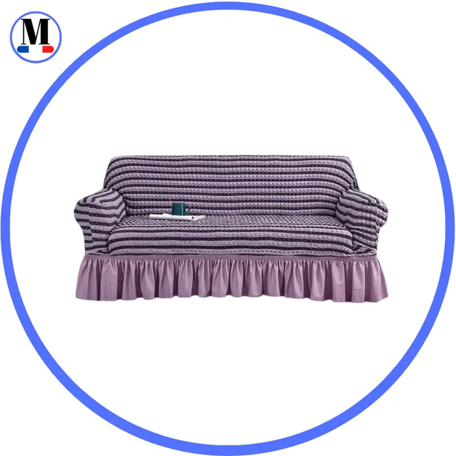 Housse de canapé en Microfibre Style Jupe Violet - La Maison de la Housse®