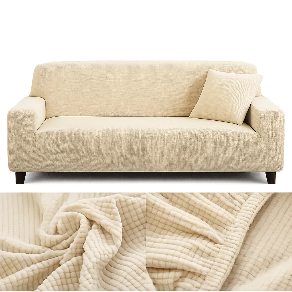 Microfibre Beige - Housse de Canapé Extensible